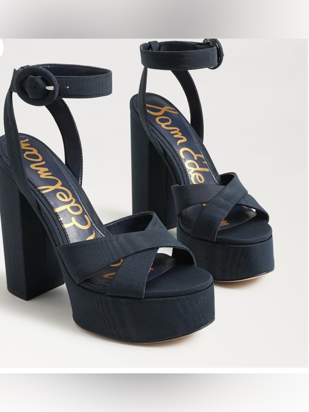 Sam Edelman Dark Blue Platform Ankle-Strap Sandals
